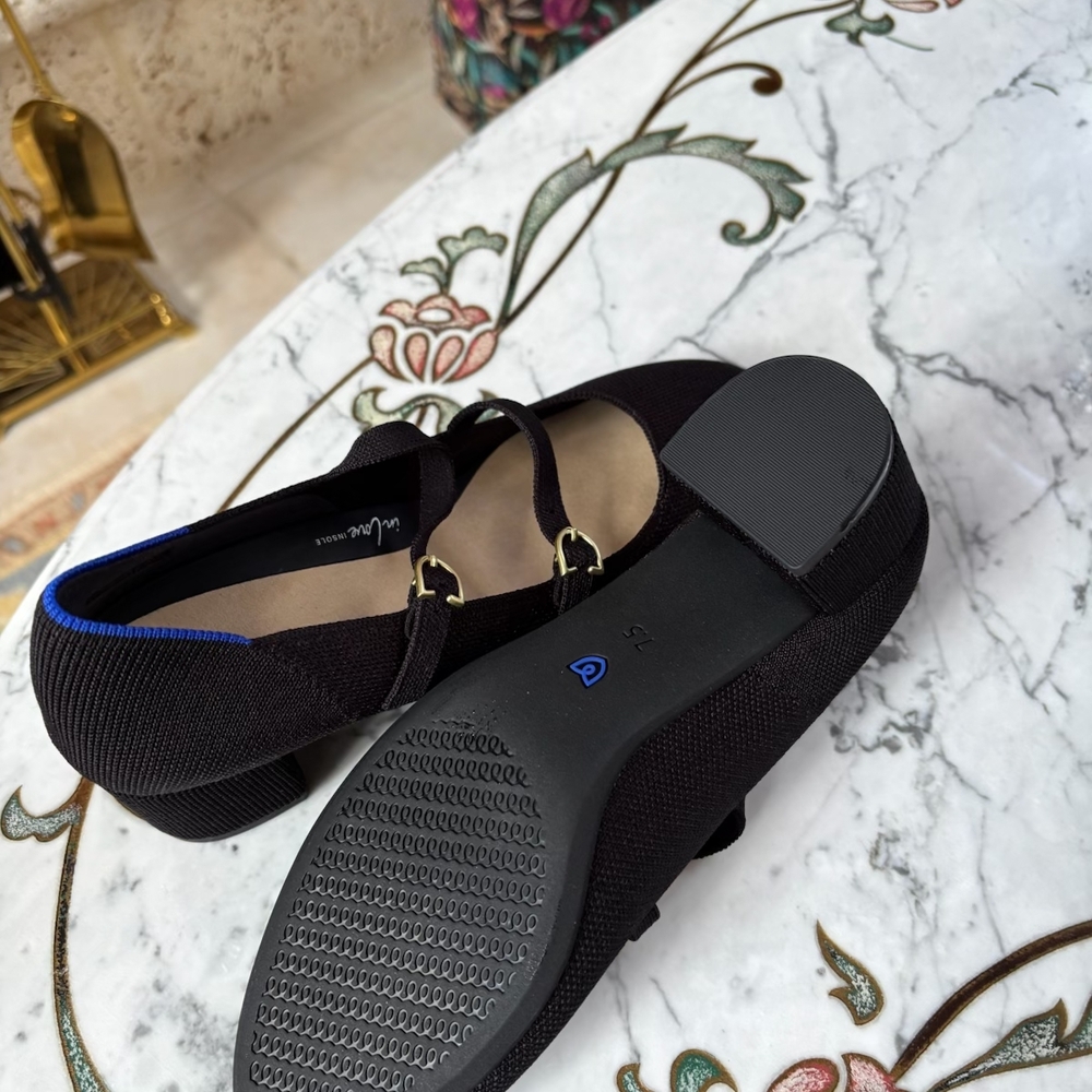 Rothy's Black Double Strap Mary Jane Heels, New In Box, Never Worn! - Picture 3 of 11